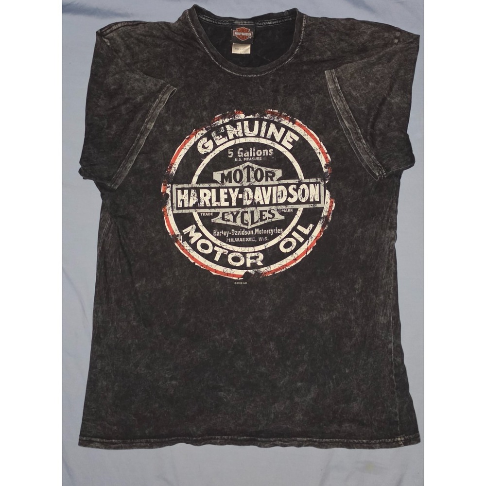 Harley Davidson '18 Grunge Acid Wash Motor Oil T-shirt Paris France Sz Large